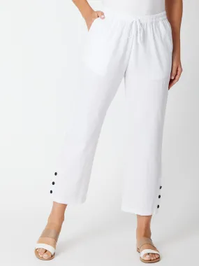 Polished Cotton Button Pant - 30650 White