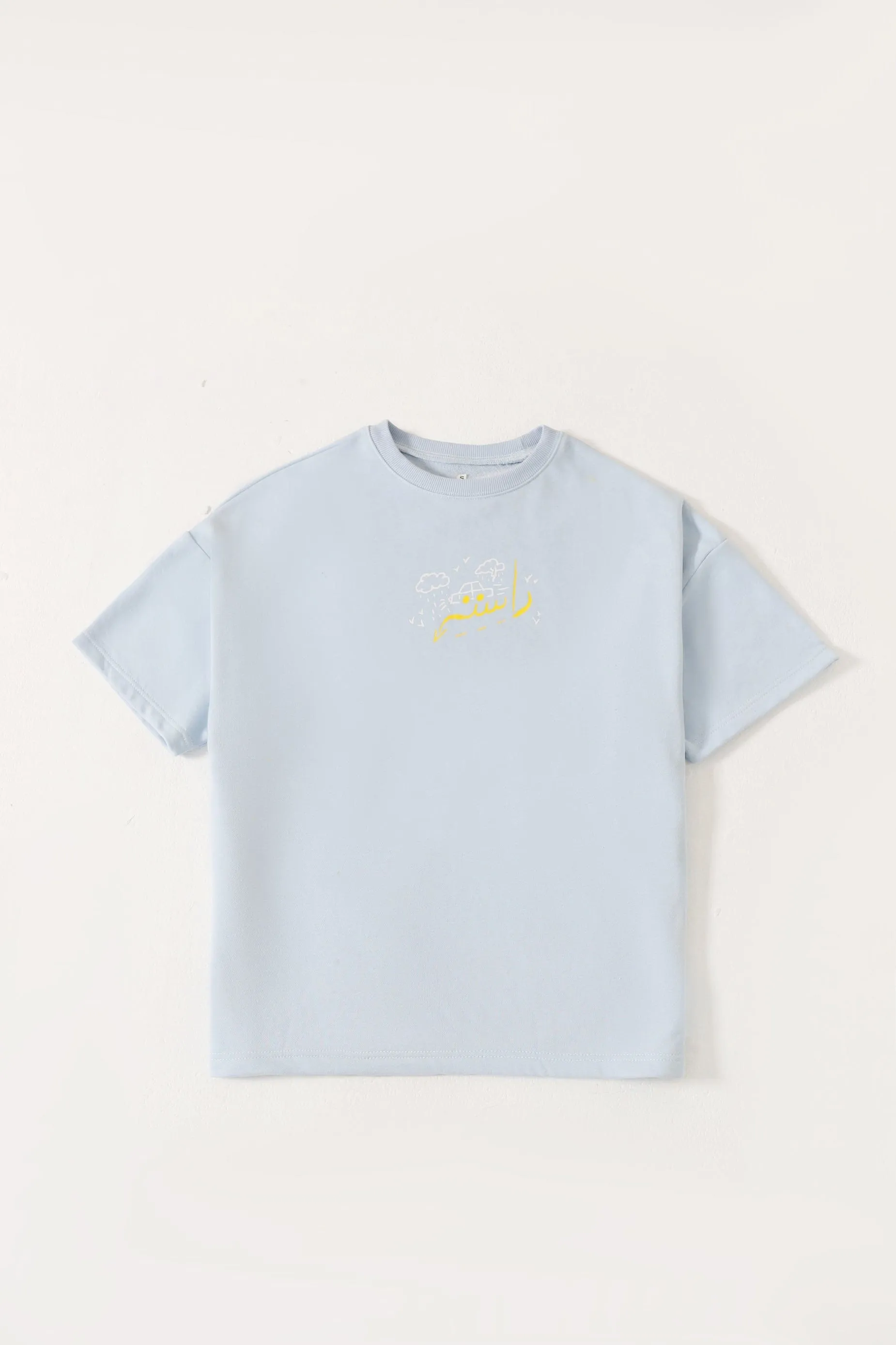 POWDER BLUE PRINTED T SHIRT