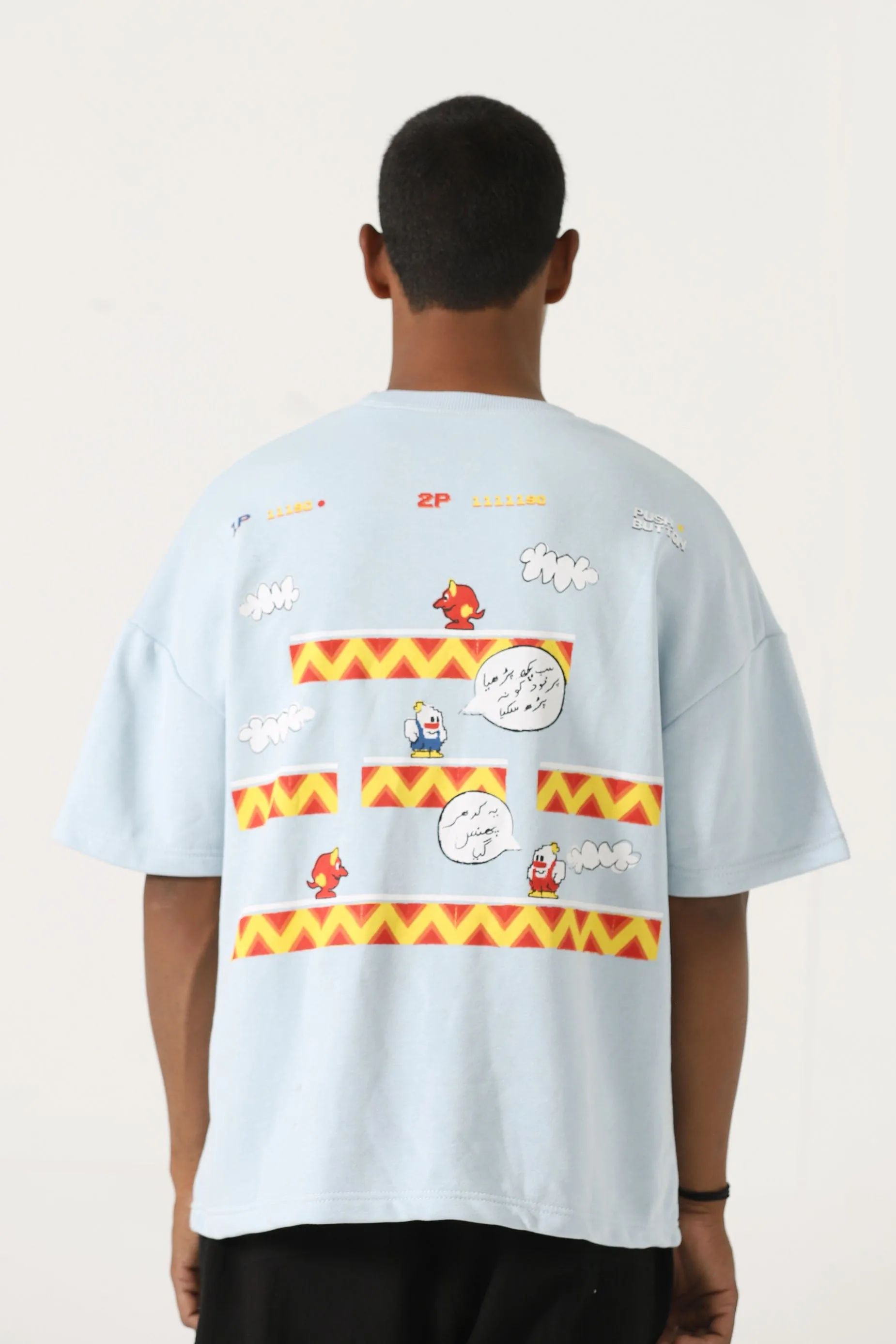 POWDER BLUE PRINTED T SHIRT