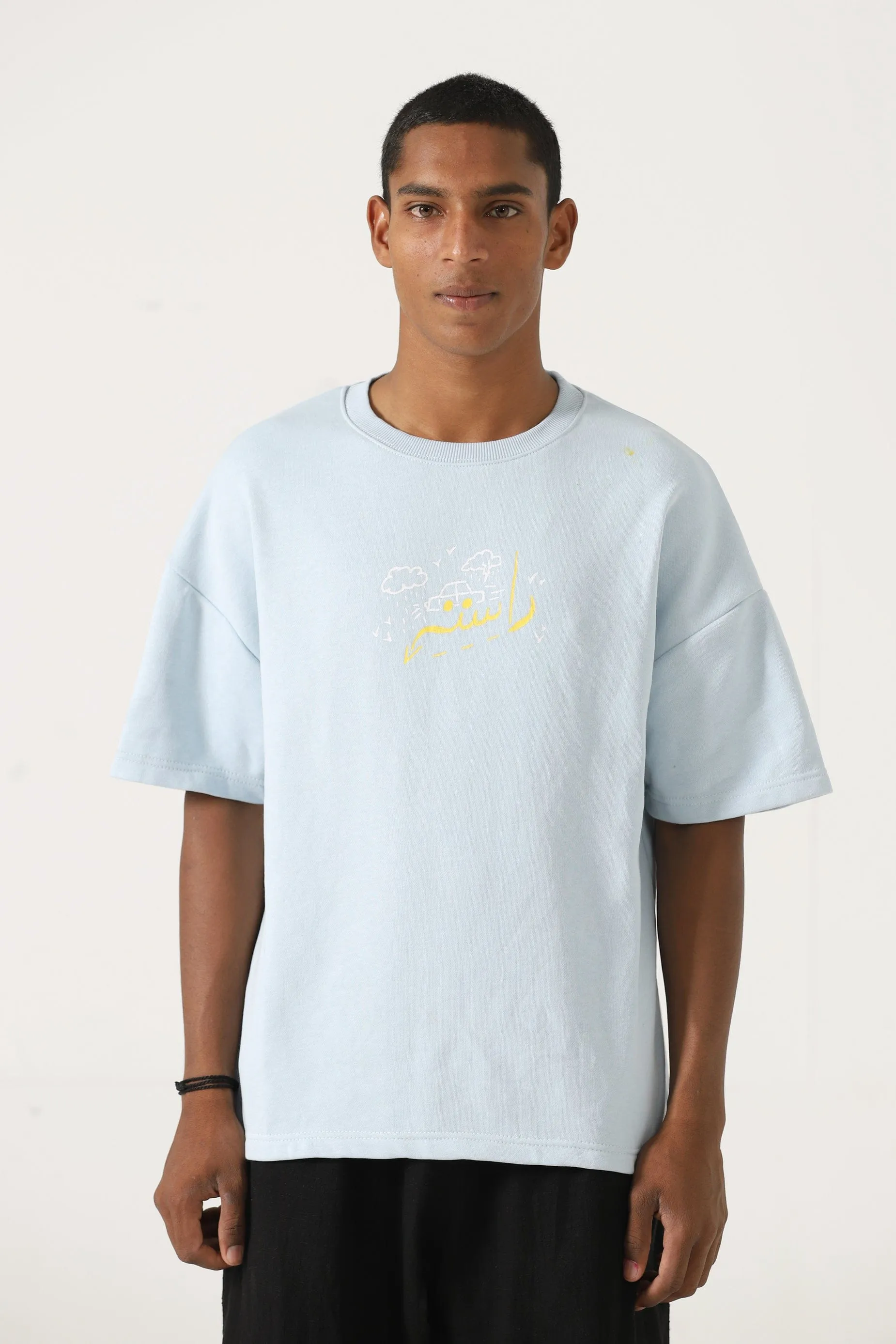 POWDER BLUE PRINTED T SHIRT