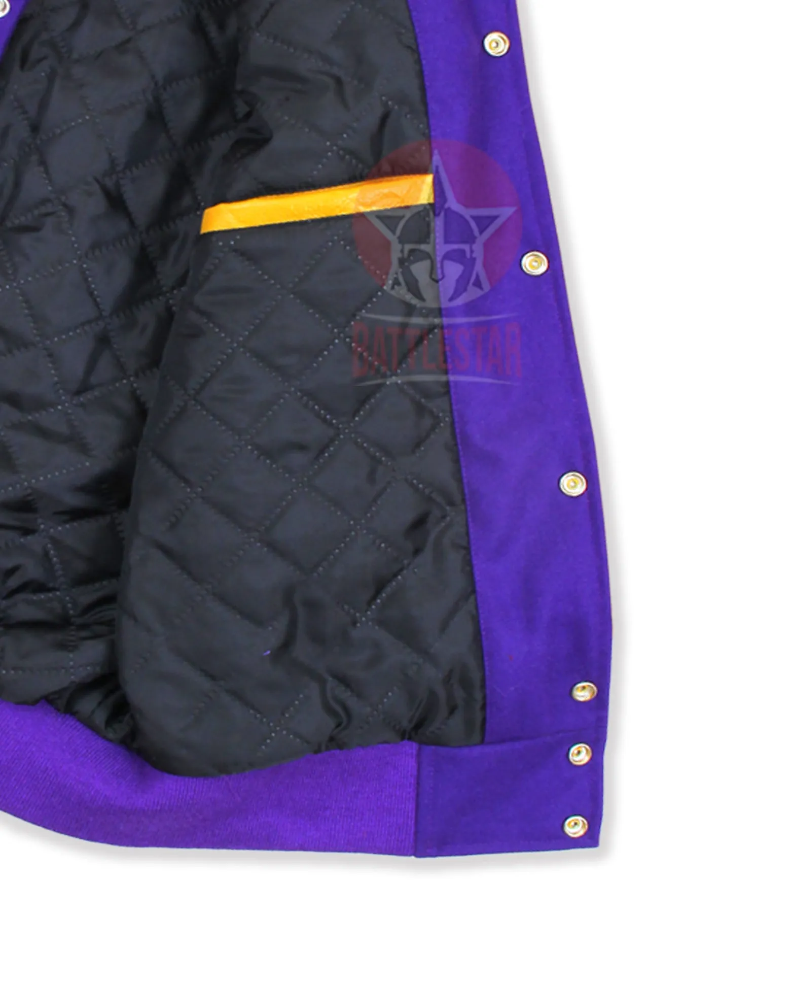 Purple Wool Varsity Jacket Gold Yellow Leather Sleeves