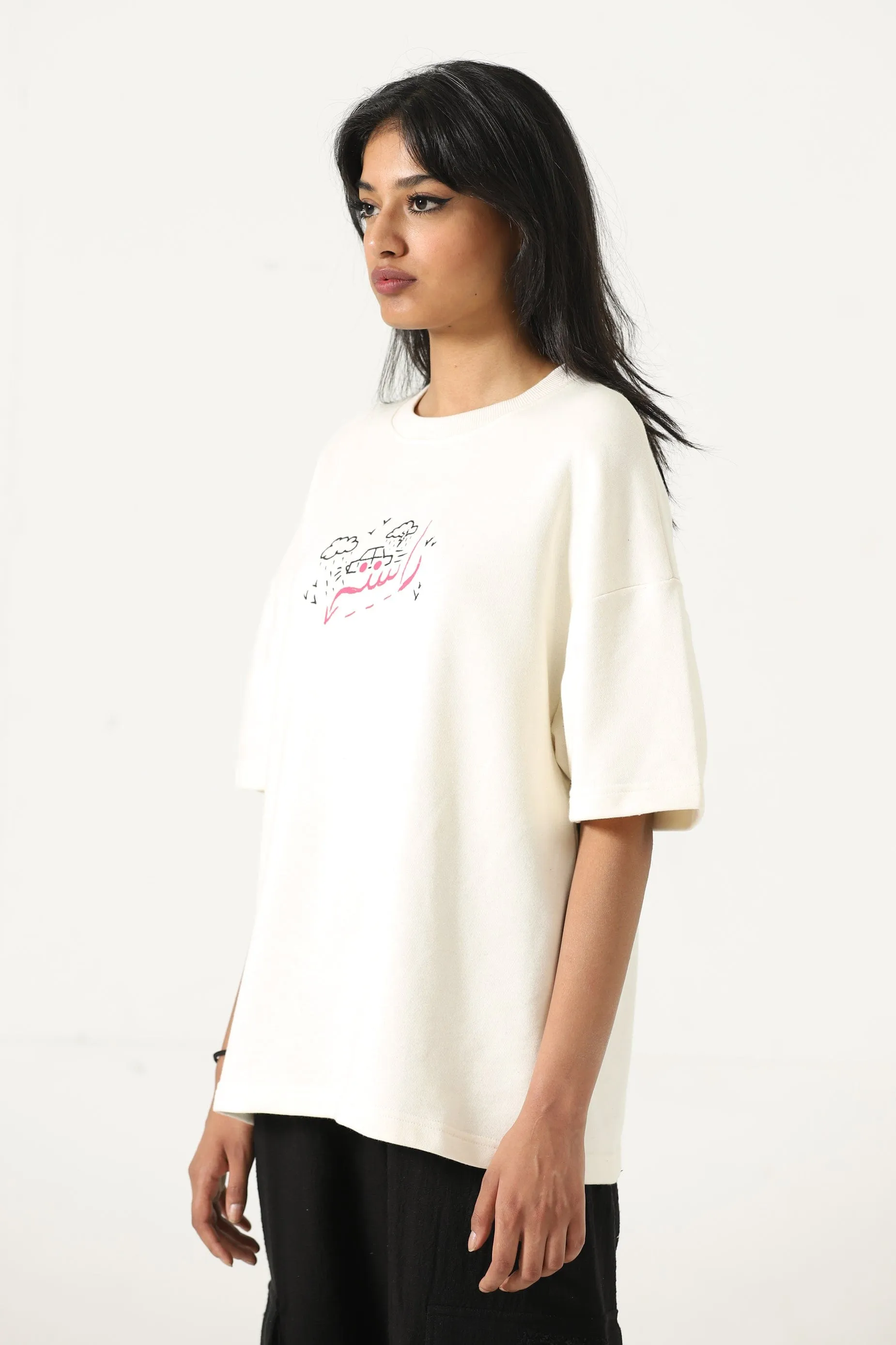 "GAMES WE PLAY" PRINTED BEIGE T SHIRT