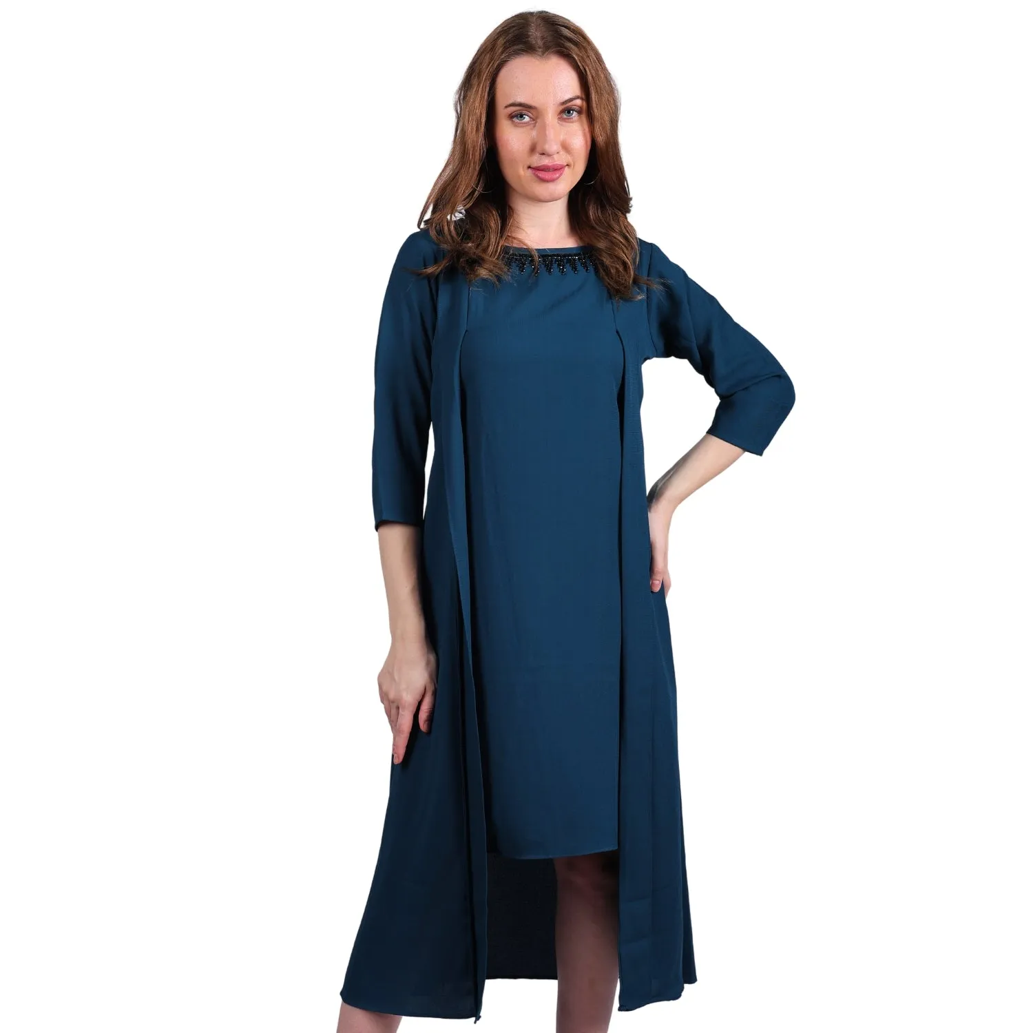 Round Neck Cotton Linen Summer Dress for Women