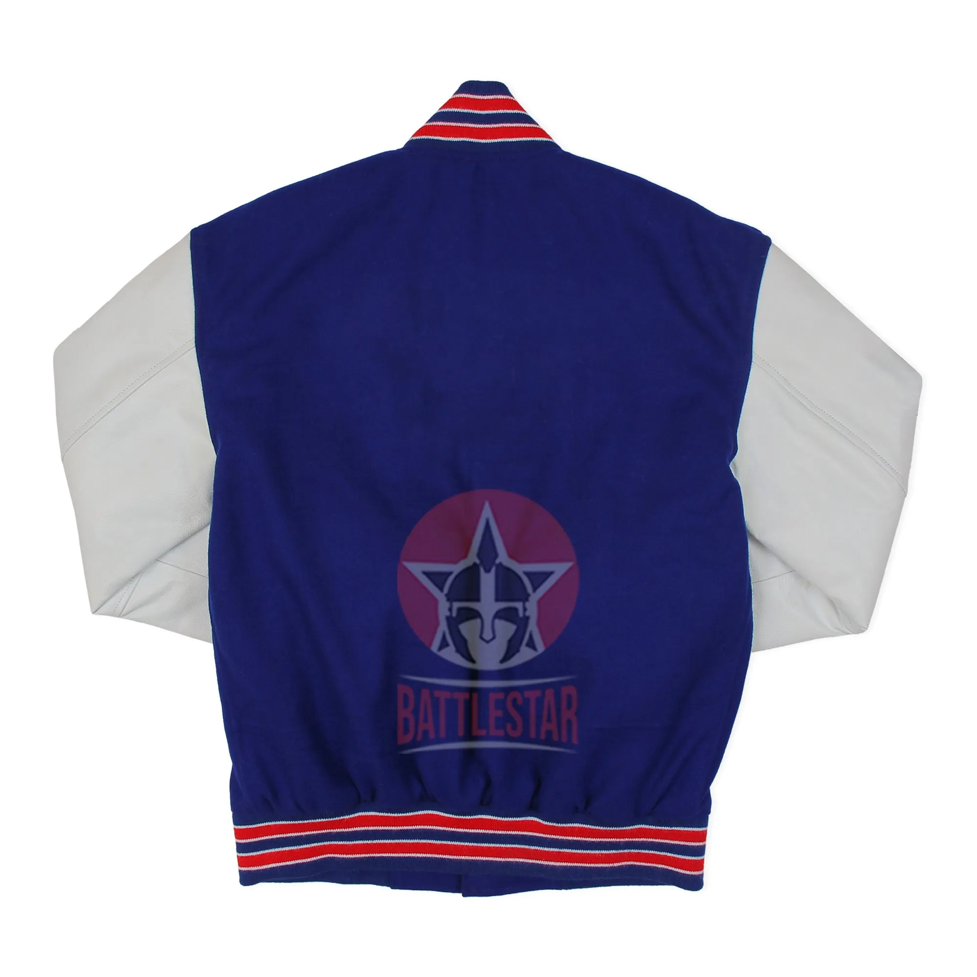 Royal Blue Wool White Leather Sleeves Varsity Jacket