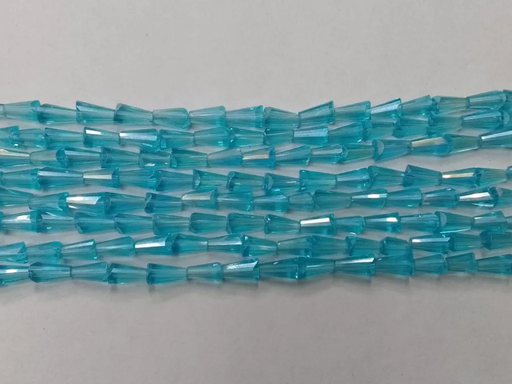 Sky Blue Conical Crystal Glass Beads (Wholesale)