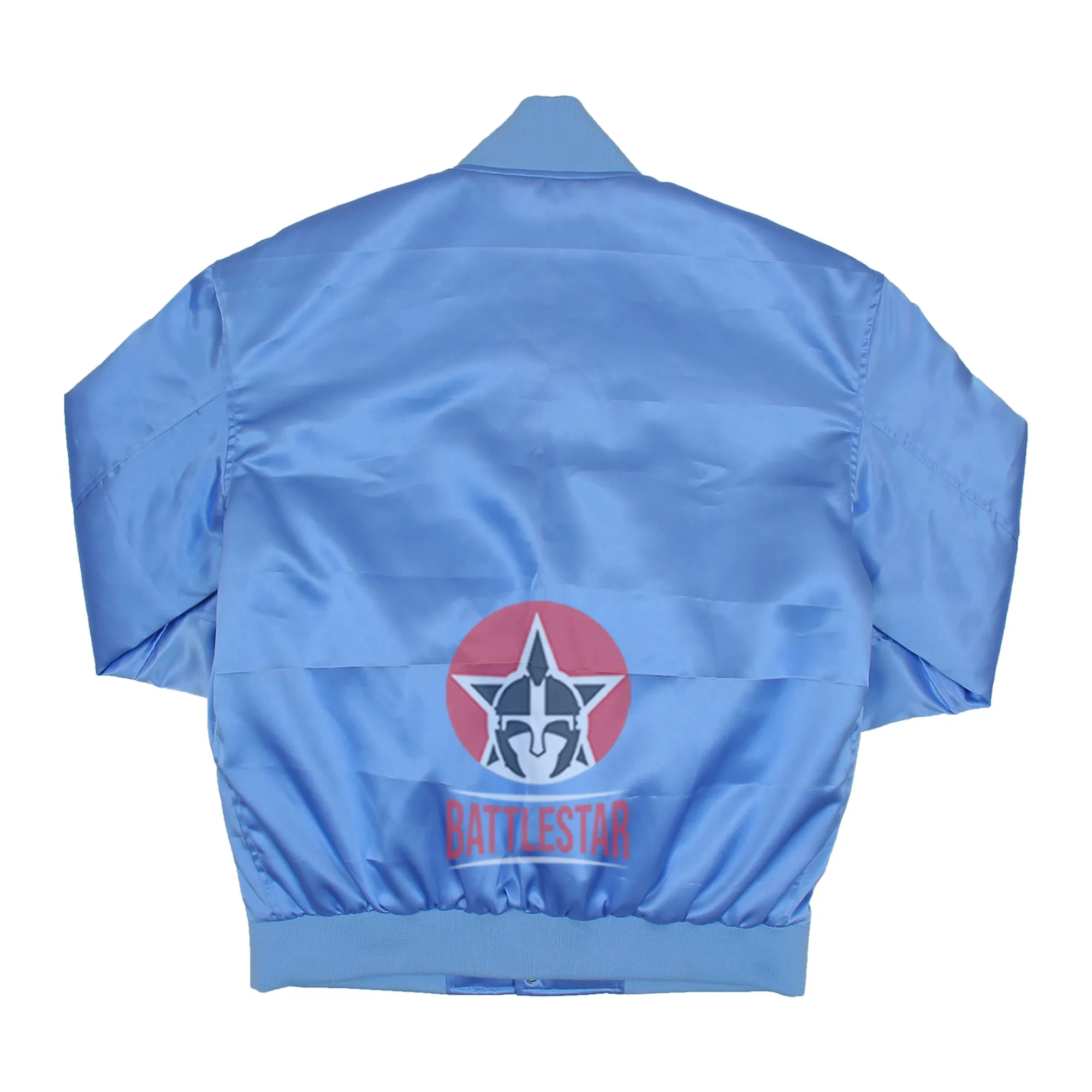 Sky Blue Satin Varsity Baseball Jacket