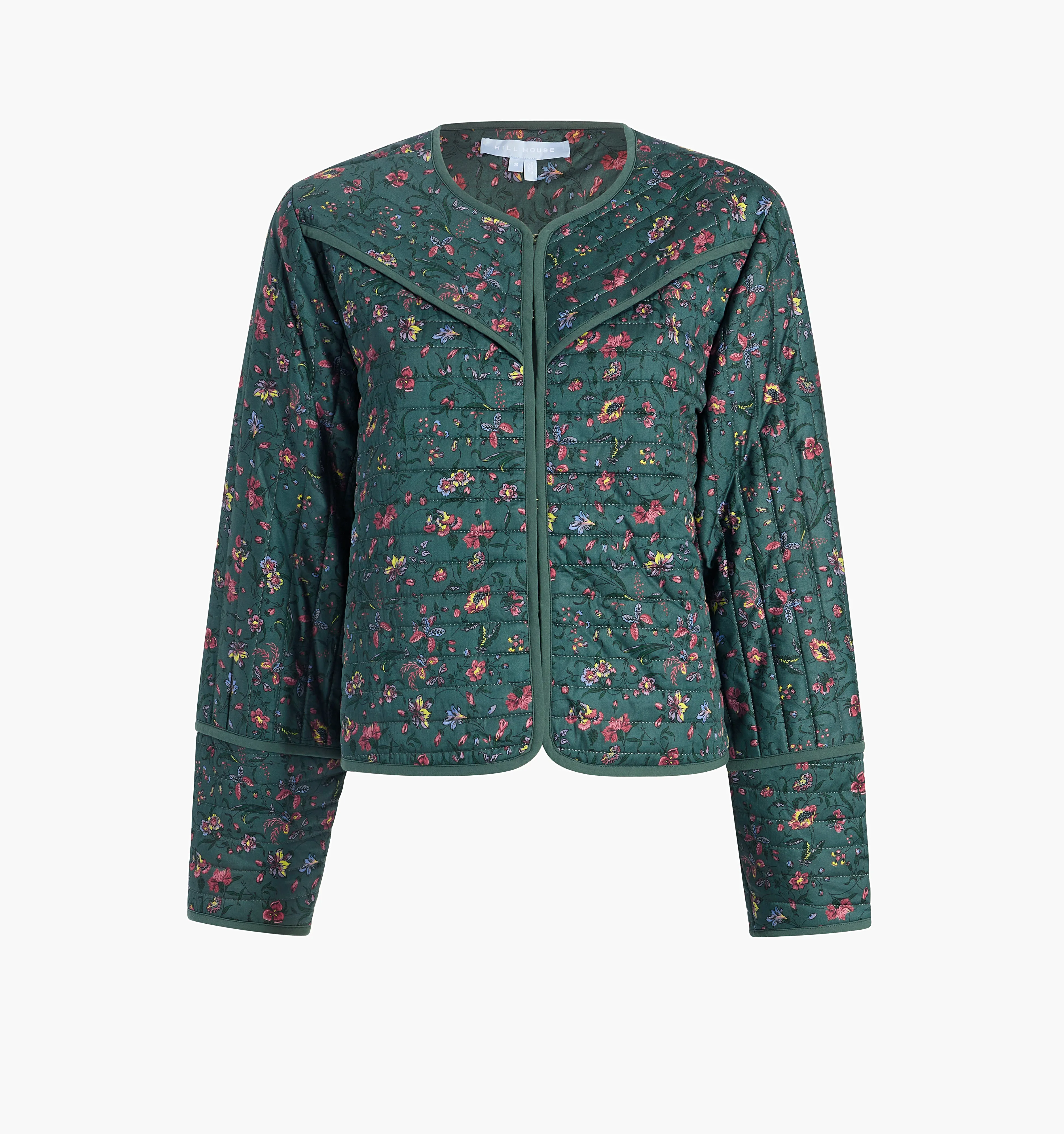 The Amari Quilted Jacket - Bottle Green Fleur Chintz