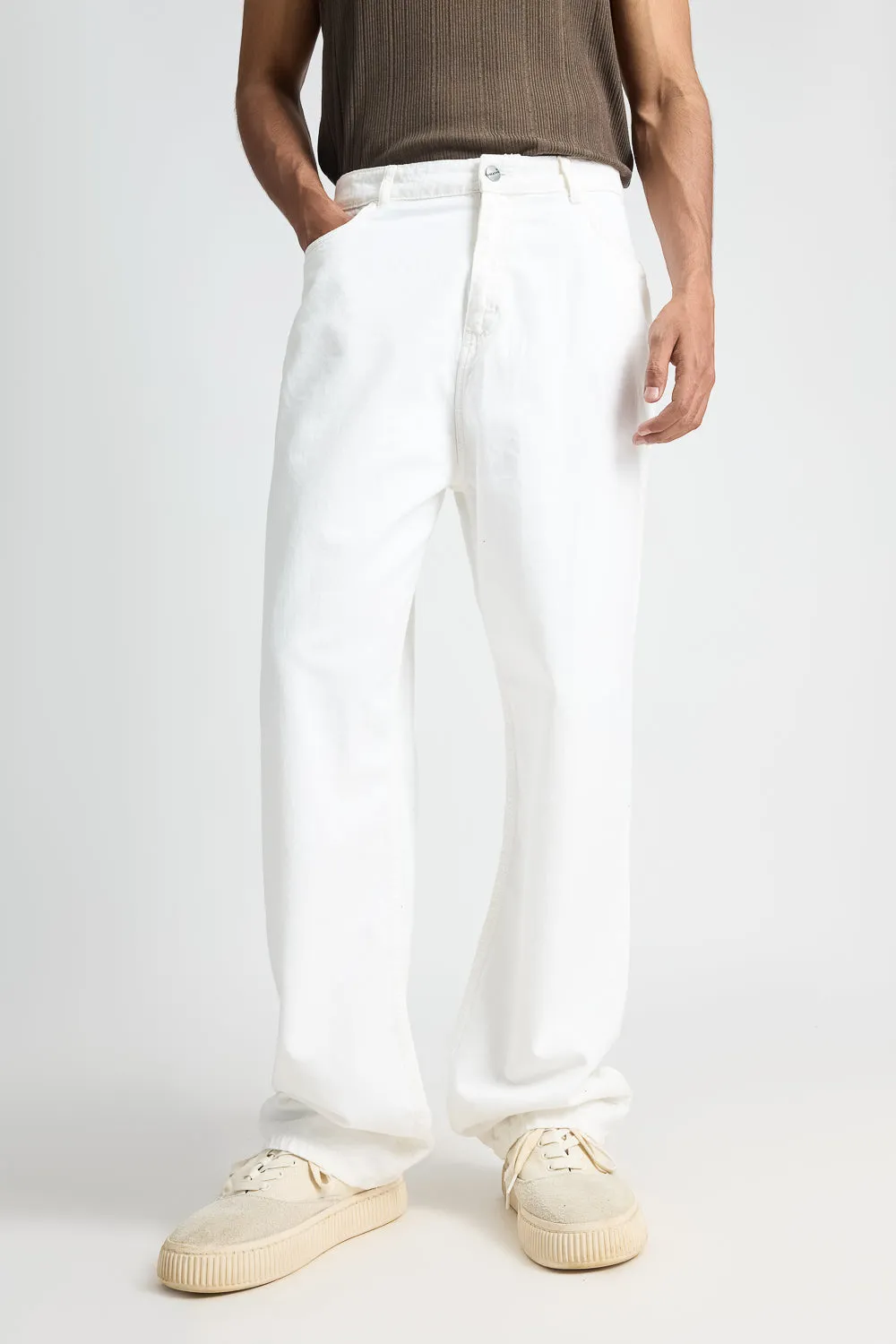 Timeless White Straight Fit Men's Jeans