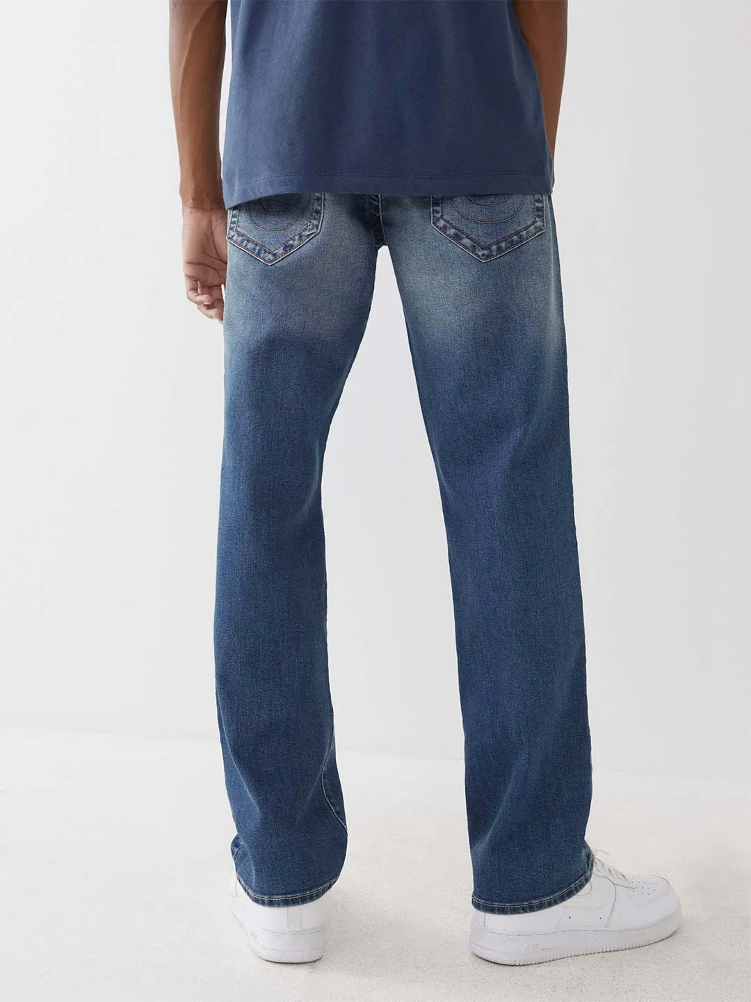 True Religion SN Ricky Straight Fit Blue Mid-Rise Washed Jeans