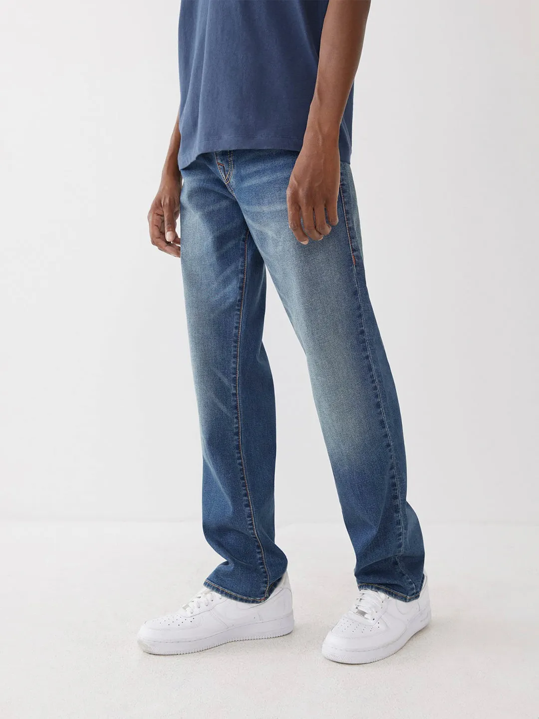 True Religion SN Ricky Straight Fit Blue Mid-Rise Washed Jeans