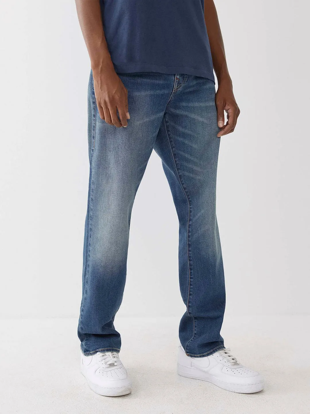 True Religion SN Ricky Straight Fit Blue Mid-Rise Washed Jeans