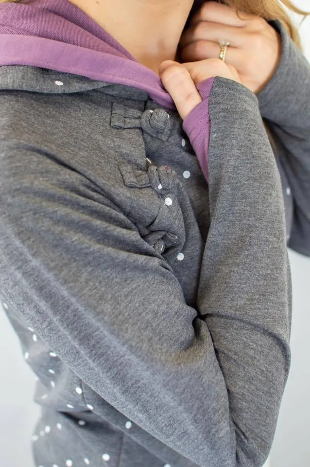 Violet Polka Dot Accent Hoodie