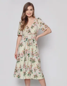 White Floral Swing Midi Dress