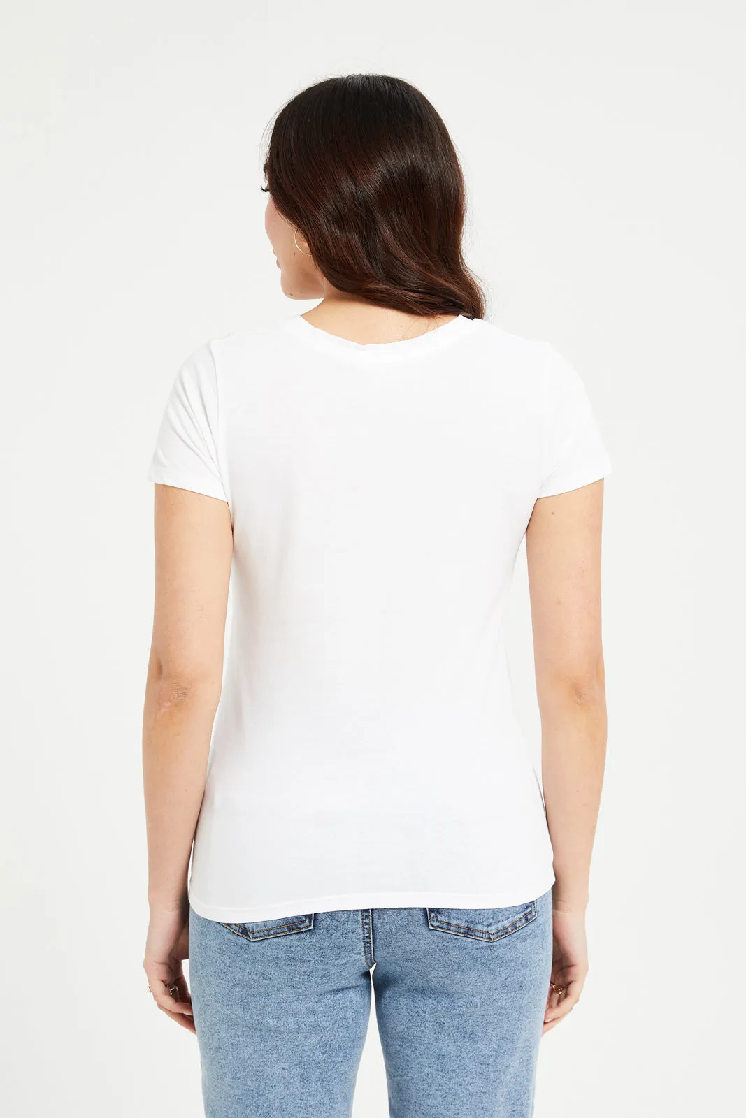 Women White Chic Foil T-Shirt