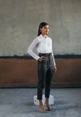 WRINKLED CHIFFON SHIRT IN WHITE