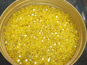 Yellow Lustre Bicone Crystal Glass Beads (Wholesale)